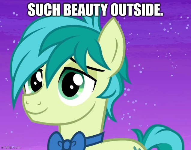 Happy Sandbar (MLP) | SUCH BEAUTY OUTSIDE. | image tagged in happy sandbar mlp | made w/ Imgflip meme maker
