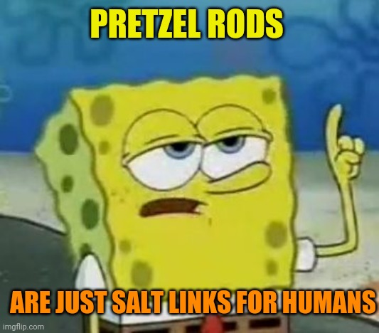 I'll Have You Know Spongebob Meme | PRETZEL RODS ARE JUST SALT LINKS FOR HUMANS | image tagged in memes,i'll have you know spongebob | made w/ Imgflip meme maker
