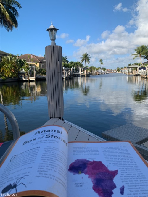 Just a nice read by the dock | made w/ Imgflip meme maker