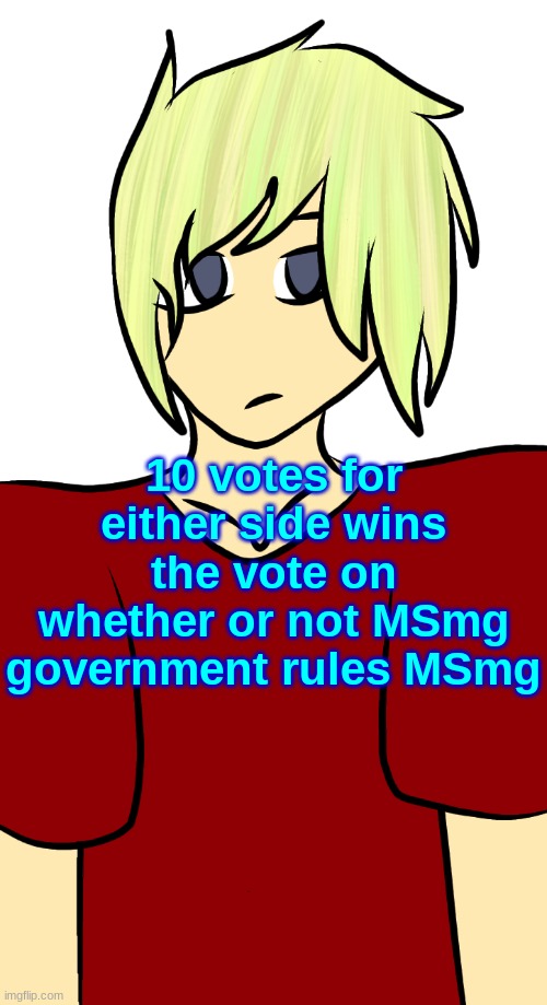 https://strawpoll.com/ppwfh6s7a | 10 votes for either side wins the vote on whether or not MSmg government rules MSmg | image tagged in blonde mf | made w/ Imgflip meme maker