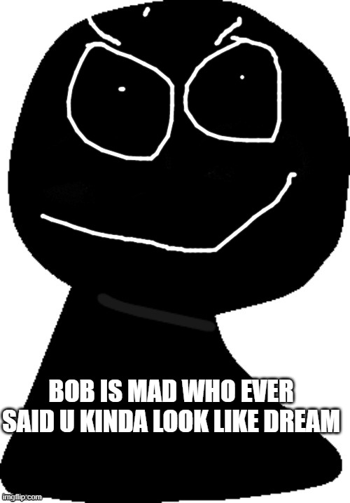 add a face to ANGRY bob! | BOB IS MAD WHO EVER SAID U KINDA LOOK LIKE DREAM | image tagged in add a face to angry bob | made w/ Imgflip meme maker