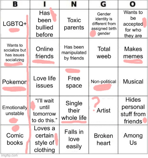 idk about the artist | image tagged in jer-sama's bingo | made w/ Imgflip meme maker