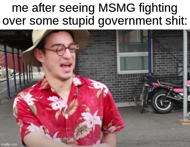 me after seeing MSMG fighting over some stupid government shit: | made w/ Imgflip meme maker