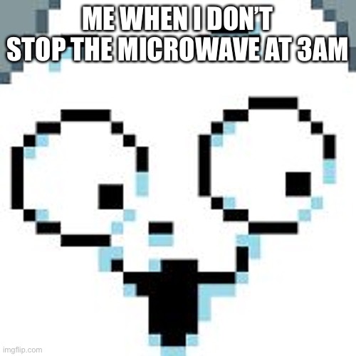 tEMMIE  | ME WHEN I DON’T STOP THE MICROWAVE AT 3AM | image tagged in temmie | made w/ Imgflip meme maker