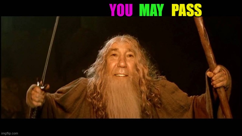 YOU MAY PASS | image tagged in you shall pass | made w/ Imgflip meme maker