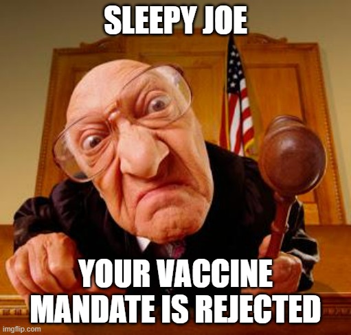The court seems like it is for the people | SLEEPY JOE; YOUR VACCINE MANDATE IS REJECTED | image tagged in mean judge | made w/ Imgflip meme maker