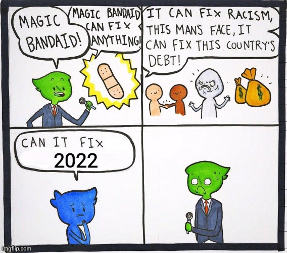 2022 the death year | 2022 | image tagged in magic bandaid | made w/ Imgflip meme maker