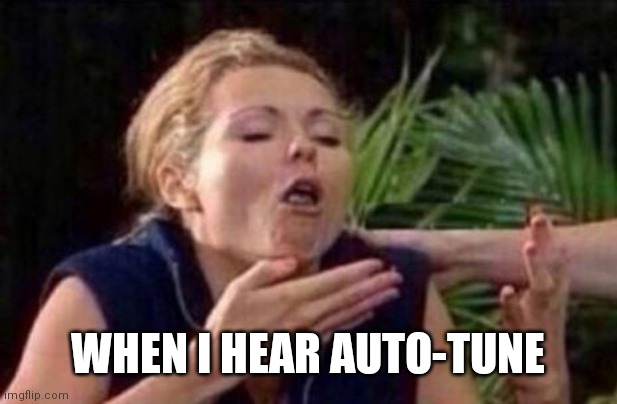 About to Puke | WHEN I HEAR AUTO-TUNE | image tagged in about to puke | made w/ Imgflip meme maker