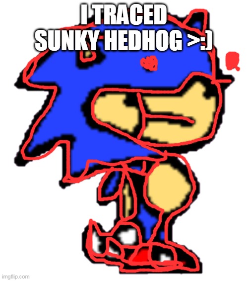 Sunky | I TRACED SUNKY HEDHOG >:) | image tagged in sunky | made w/ Imgflip meme maker