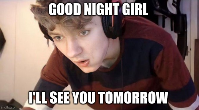 Goodnight girl | GOOD NIGHT GIRL; I'LL SEE YOU TOMORROW | image tagged in dream smp,tommyinnit,mcyt | made w/ Imgflip meme maker