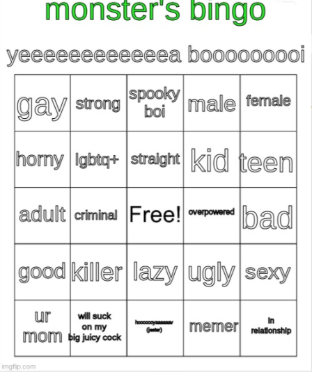 Monster's OC bingo Blank Meme Template