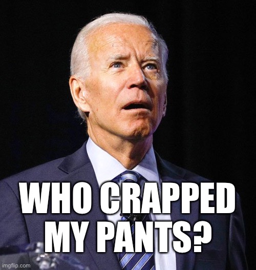 Poopy Pants Biden | WHO CRAPPED MY PANTS? | image tagged in joe biden,memes,bathroom humor,poop,pants,crap | made w/ Imgflip meme maker