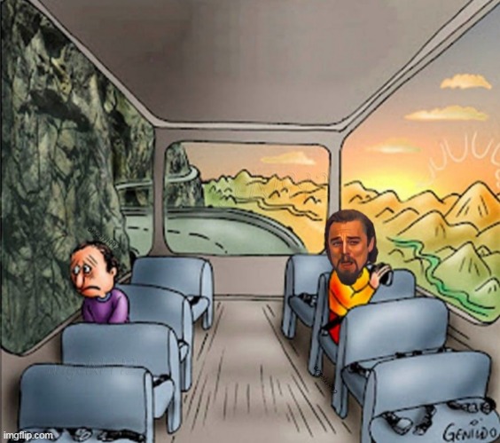 two guys on a bus | image tagged in two guys on a bus,django unchained,leonardo dicaprio django laugh,bus,cartoon,calvin candie | made w/ Imgflip meme maker