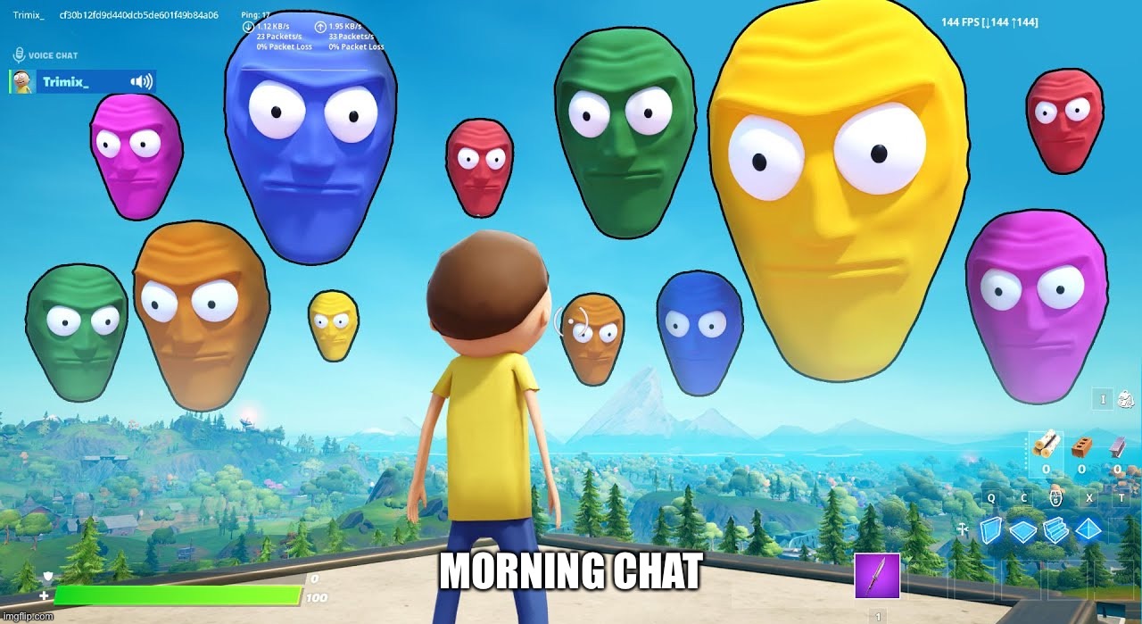 Floating heads starring at your soul | MORNING CHAT | image tagged in floating heads starring at your soul | made w/ Imgflip meme maker