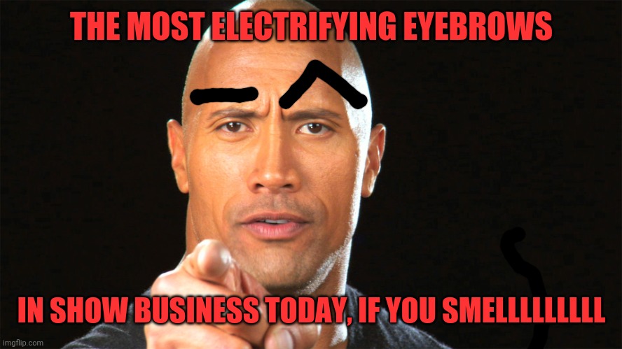 The rock |  THE MOST ELECTRIFYING EYEBROWS; IN SHOW BUSINESS TODAY, IF YOU SMELLLLLLLLL | image tagged in dwayne the rock for president,eyebrows on fleek,eyebrows,if you smellllll,the rock driving | made w/ Imgflip meme maker