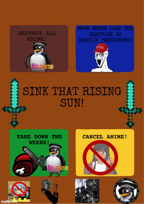 an Anti-Anime Propaganda poster i made. | image tagged in anti-anime,association,propaganda,poster | made w/ Imgflip meme maker