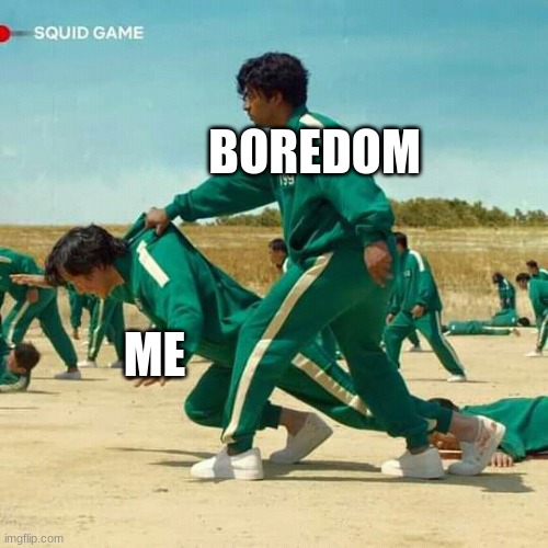 how was i in winter break | BOREDOM; ME | image tagged in squid game,boredom | made w/ Imgflip meme maker