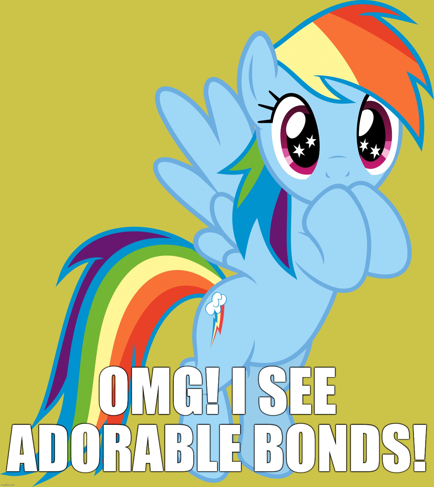 Rainbow Dash Transparent | OMG! I SEE ADORABLE BONDS! | image tagged in rainbow dash transparent | made w/ Imgflip meme maker