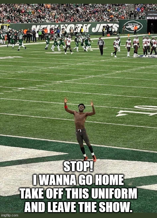 leave the show. | STOP!
I WANNA GO HOME
TAKE OFF THIS UNIFORM
AND LEAVE THE SHOW. | image tagged in antonio brown | made w/ Imgflip meme maker