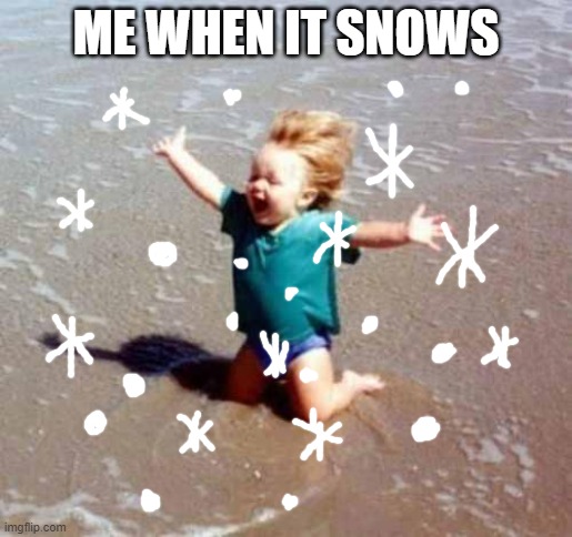 Celebration | ME WHEN IT SNOWS | image tagged in celebration | made w/ Imgflip meme maker