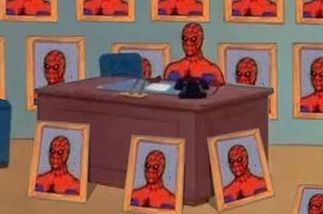 Spiderman desk Blank Meme Template