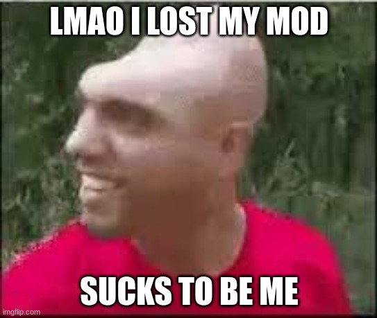 Dishweed | LMAO I LOST MY MOD; SUCKS TO BE ME | image tagged in dishweed | made w/ Imgflip meme maker