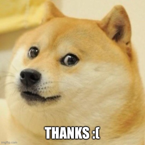 wow doge | THANKS :( | image tagged in wow doge | made w/ Imgflip meme maker