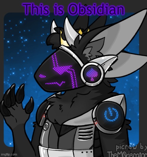 Made this on Picrew |  This is Obsidian | image tagged in furry,furries,oc | made w/ Imgflip meme maker
