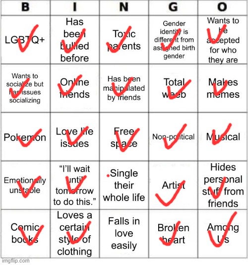 wow just wow | image tagged in jer-sama's bingo | made w/ Imgflip meme maker