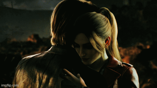 A Hug is what they need to show their Love | image tagged in love,cleon,leon x claire,resident evil | made w/ Imgflip images-to-gif maker