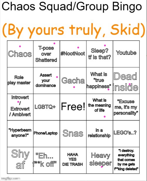 Chaos Realm Bingo | image tagged in chaos realm bingo | made w/ Imgflip meme maker