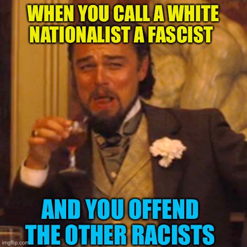 Laughing Leo Meme | WHEN YOU CALL A WHITE NATIONALIST A FASCIST AND YOU OFFEND THE OTHER RACISTS | image tagged in memes,laughing leo | made w/ Imgflip meme maker