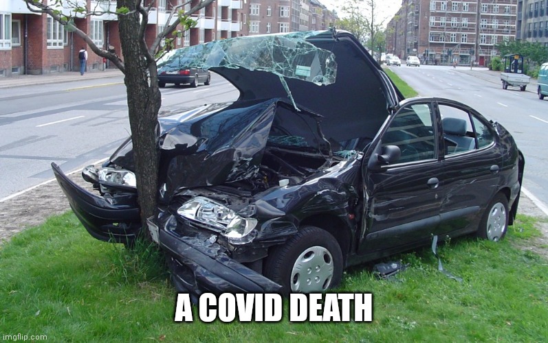 Car Crash | A COVID DEATH | image tagged in car crash | made w/ Imgflip meme maker