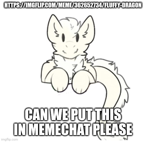 Its quite popular in MSMG at the moment | HTTPS://IMGFLIP.COM/MEME/362652734/FLUFFY-DRAGON; CAN WE PUT THIS IN MEMECHAT PLEASE | image tagged in fluffy dragon | made w/ Imgflip meme maker