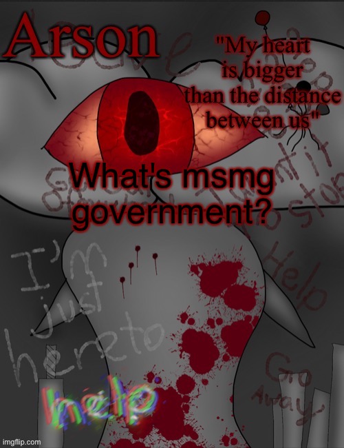I haven't been here for like a month | What's msmg government? | image tagged in arson's announcement temp | made w/ Imgflip meme maker
