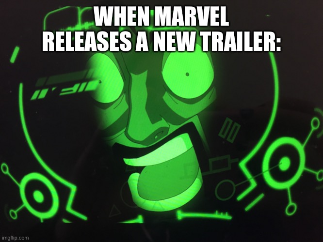 I always get so excited | WHEN MARVEL RELEASES A NEW TRAILER: | image tagged in shocked stark,trailer,tony stark,iron man,ultimate spiderman | made w/ Imgflip meme maker