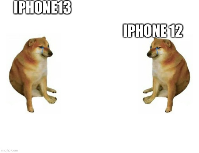 iphones | IPHONE13; IPHONE 12 | image tagged in cheems vs cheems | made w/ Imgflip meme maker