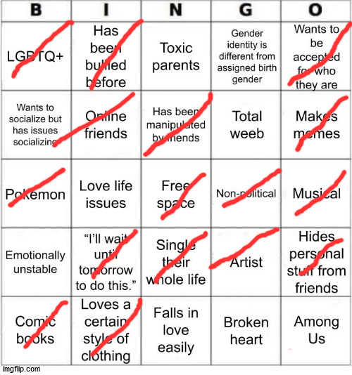 TheSuitedGayWeeb's Bingo | image tagged in jer-sama's bingo | made w/ Imgflip meme maker