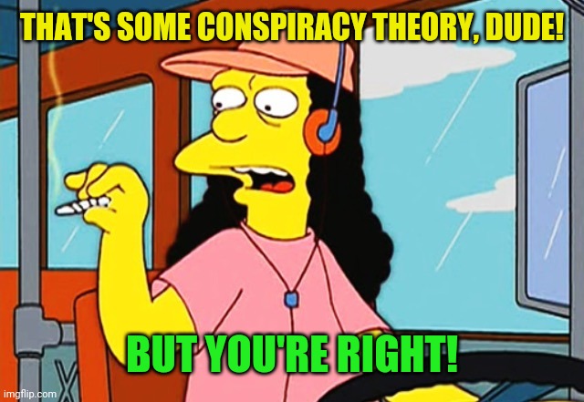 Otto | THAT'S SOME CONSPIRACY THEORY, DUDE! BUT YOU'RE RIGHT! | image tagged in otto | made w/ Imgflip meme maker