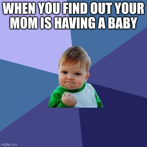 Success Kid Meme | WHEN YOU FIND OUT YOUR
MOM IS HAVING A BABY | image tagged in memes,success kid | made w/ Imgflip meme maker