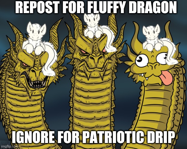 Dragon | REPOST FOR FLUFFY DRAGON; IGNORE FOR PATRIOTIC DRIP | image tagged in king ghidorah | made w/ Imgflip meme maker
