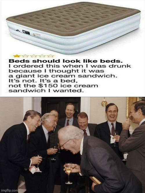 Bed looking like a ice cream sandwich | image tagged in memes,laughing men in suits,ice cream,bed,reposts,repost | made w/ Imgflip meme maker