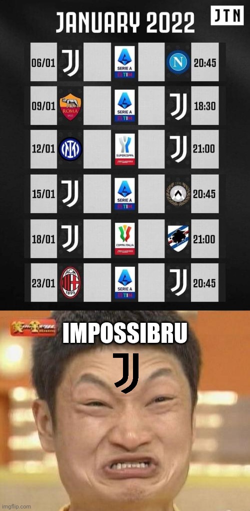 this January will be tough for the Old Lady... | IMPOSSIBRU | image tagged in memes,juventus,january,calcio | made w/ Imgflip meme maker