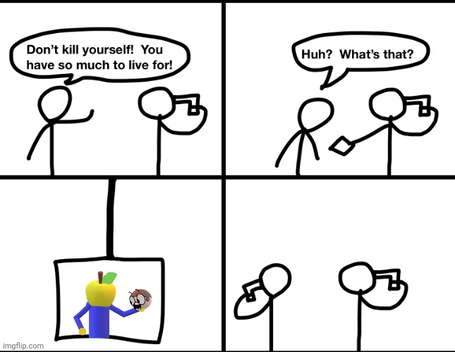 Cursed image I made | image tagged in convinced suicide comic | made w/ Imgflip meme maker