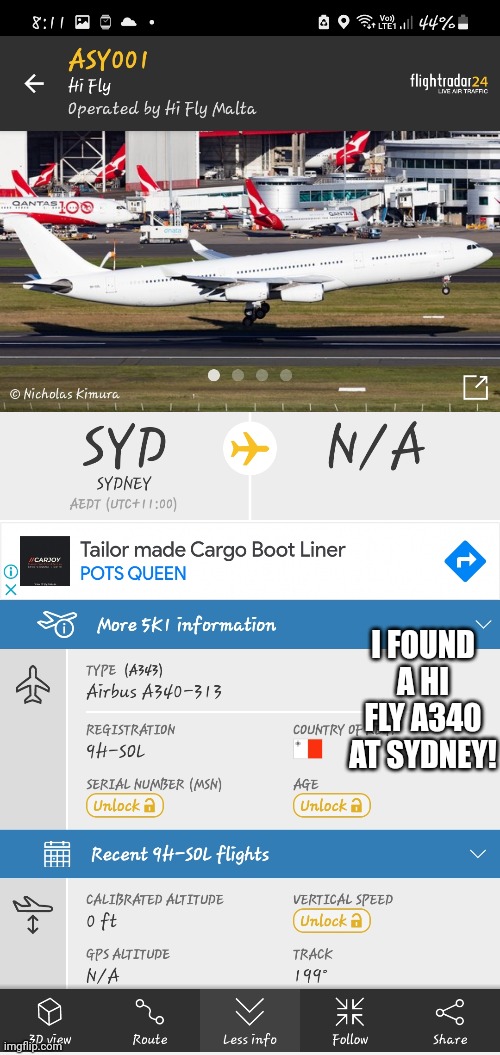 those planes are rare | I FOUND A HI FLY A340 AT SYDNEY! | made w/ Imgflip meme maker