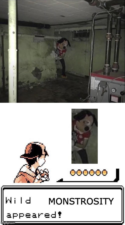 Mickey but cursed | MONSTROSITY | image tagged in blank wild pokemon appears,memes,unfunny | made w/ Imgflip meme maker