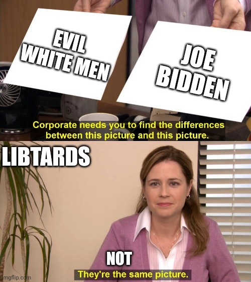 Truth over facts | EVIL WHITE MEN; JOE BIDDEN; LIBTARDS; NOT | image tagged in they are the same picture | made w/ Imgflip meme maker