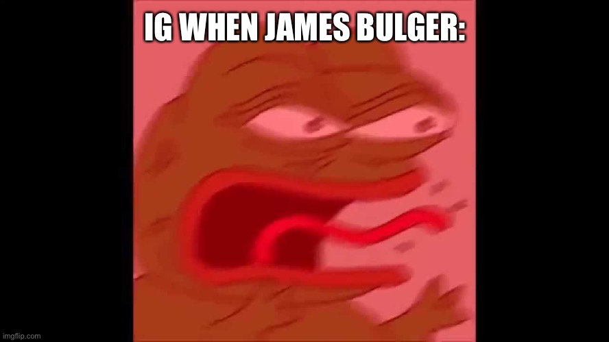 screaming pepe | IG WHEN JAMES BULGER: | image tagged in screaming pepe | made w/ Imgflip meme maker