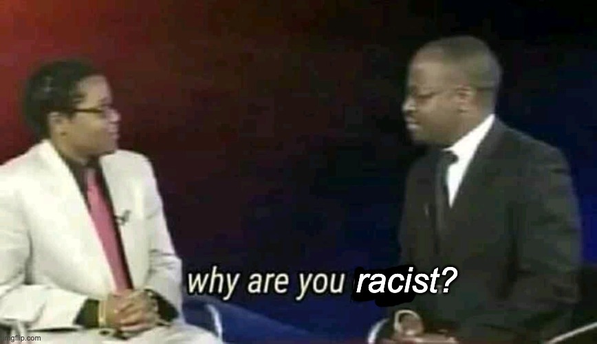 Why are you gay? | racist? | image tagged in why are you gay | made w/ Imgflip meme maker