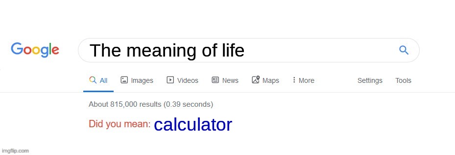 Did you mean? | The meaning of life; calculator | image tagged in did you mean | made w/ Imgflip meme maker